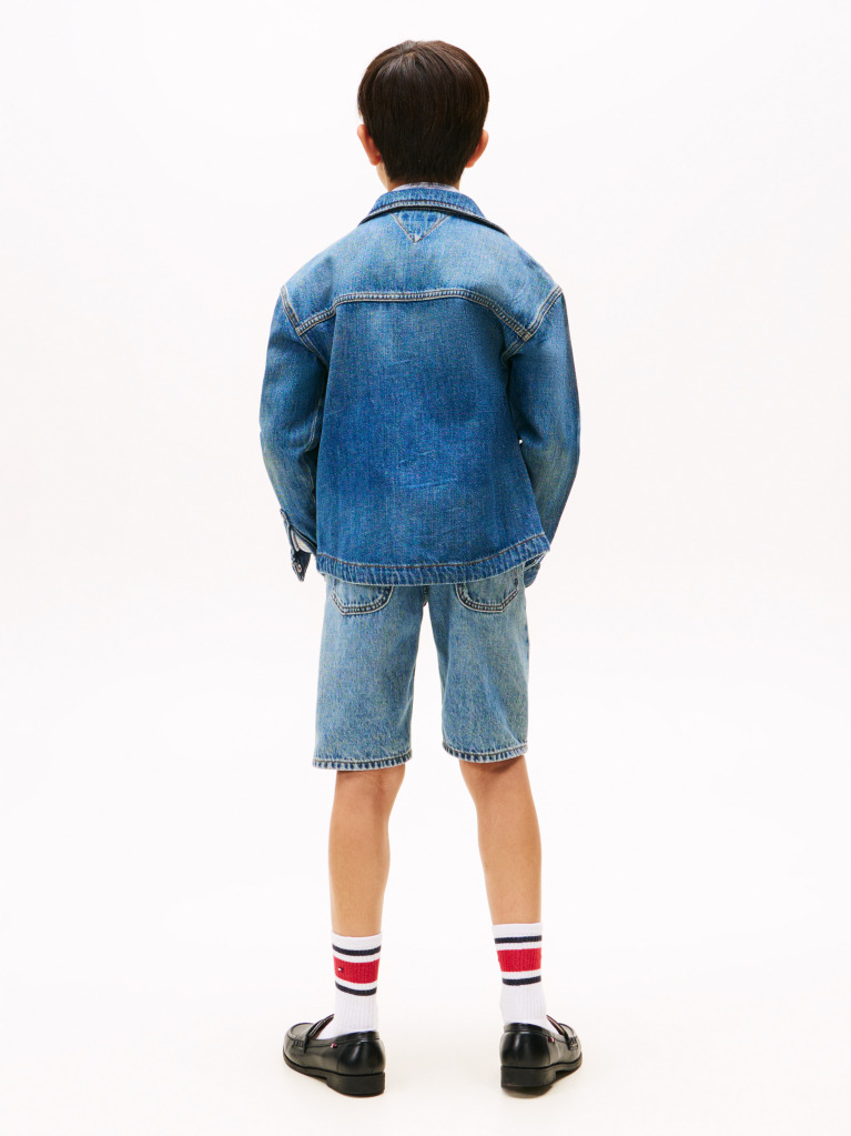 Μπλε Denim Shacket Με Ξεθωριασμένο Εφέ Και Κεντητή Λεπτομέρεια  Αγόρια