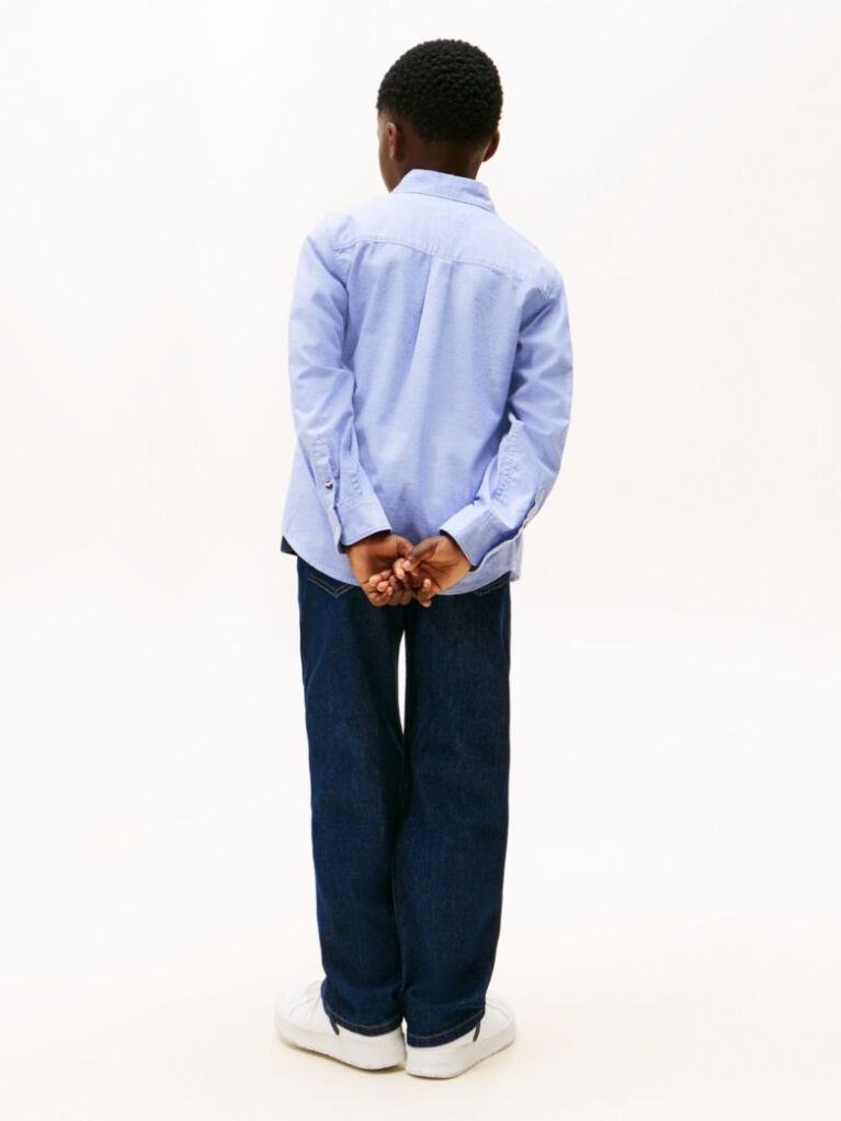 Blue Stretch Cotton Poplin Shirt  Boys