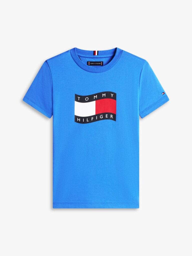 Μπλε T-Shirt Με Κυματιστή Σημαία Και Κλασική Λαιμόκοψη  Αγόρια