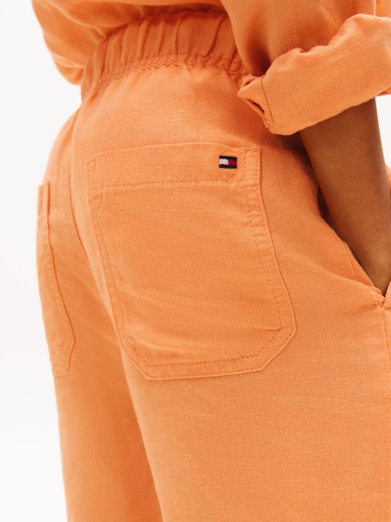 Orange Linen Blend Relaxed Shorts  Boys