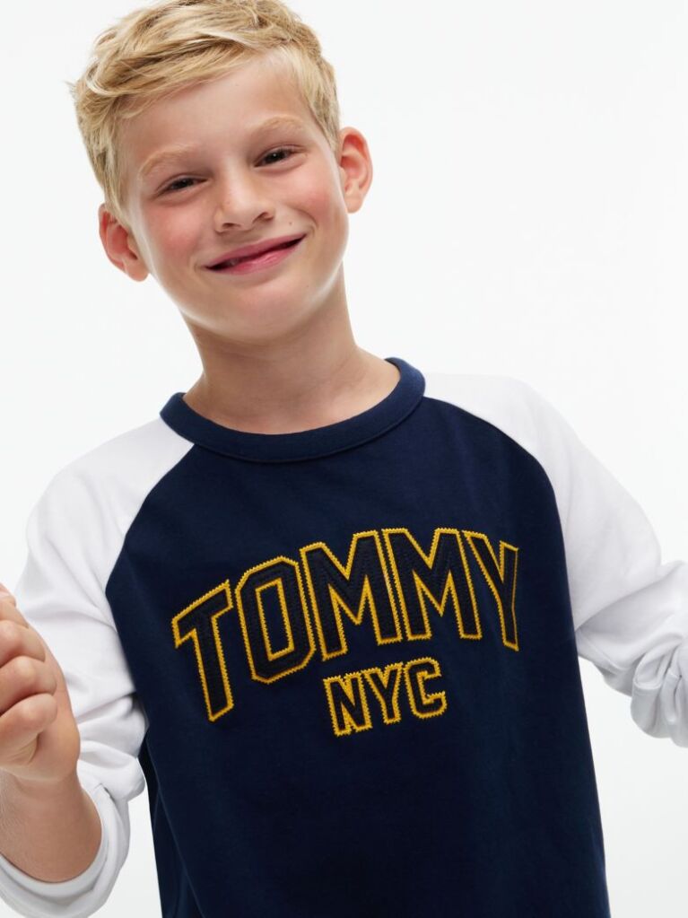 Blue Colour-Blocked Varsity Logo T-Shirt  Boys