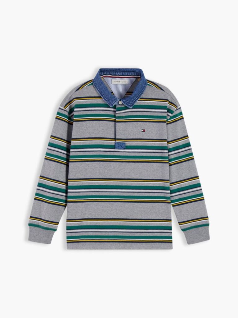 Multi Denim Collar Rugby Polo Shirt  Boys