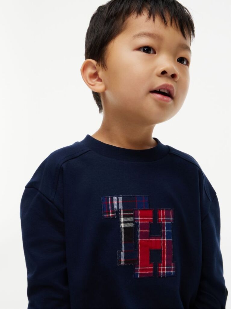 Blue Tommy Tartan Interlock Long Sleeve T-Shirt  Boys
