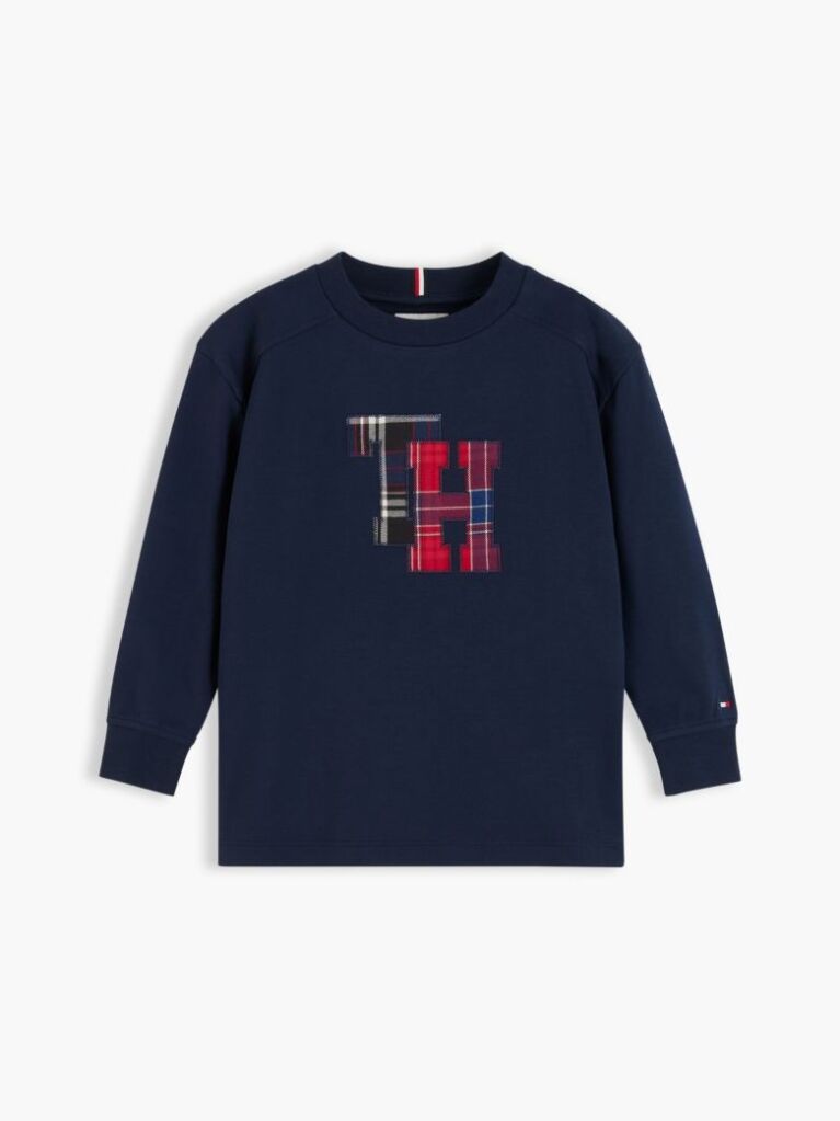 Blue Tommy Tartan Interlock Long Sleeve T-Shirt  Boys