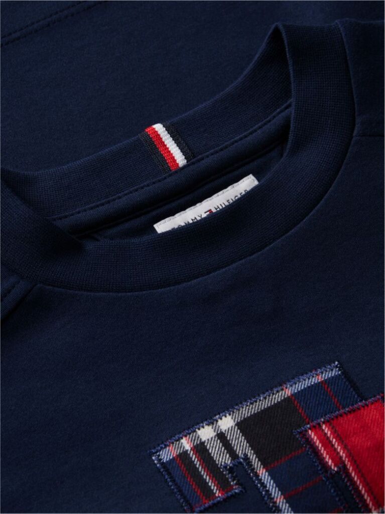 Blue Tommy Tartan Interlock Long Sleeve T-Shirt  Boys