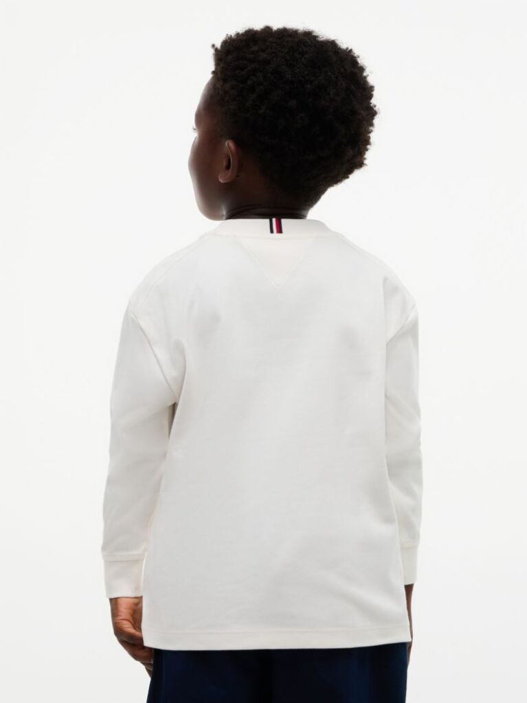 White Tommy Tartan Interlock Long Sleeve T-Shirt  Boys