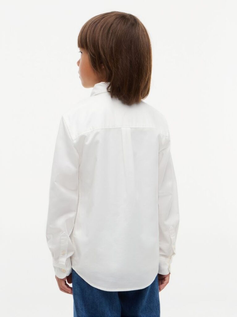 White Regular Fit Logo Embroidery Oxford Shirt  Boys