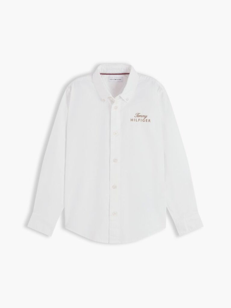 White Regular Fit Logo Embroidery Oxford Shirt  Boys