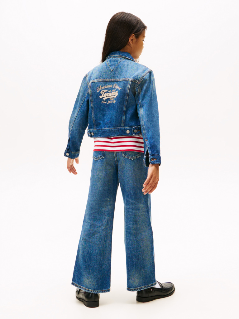 Μπλε Denim Trucker Τζάκετ Με Λογότυπο Στο Πίσω Μέρος  Κορίτσια