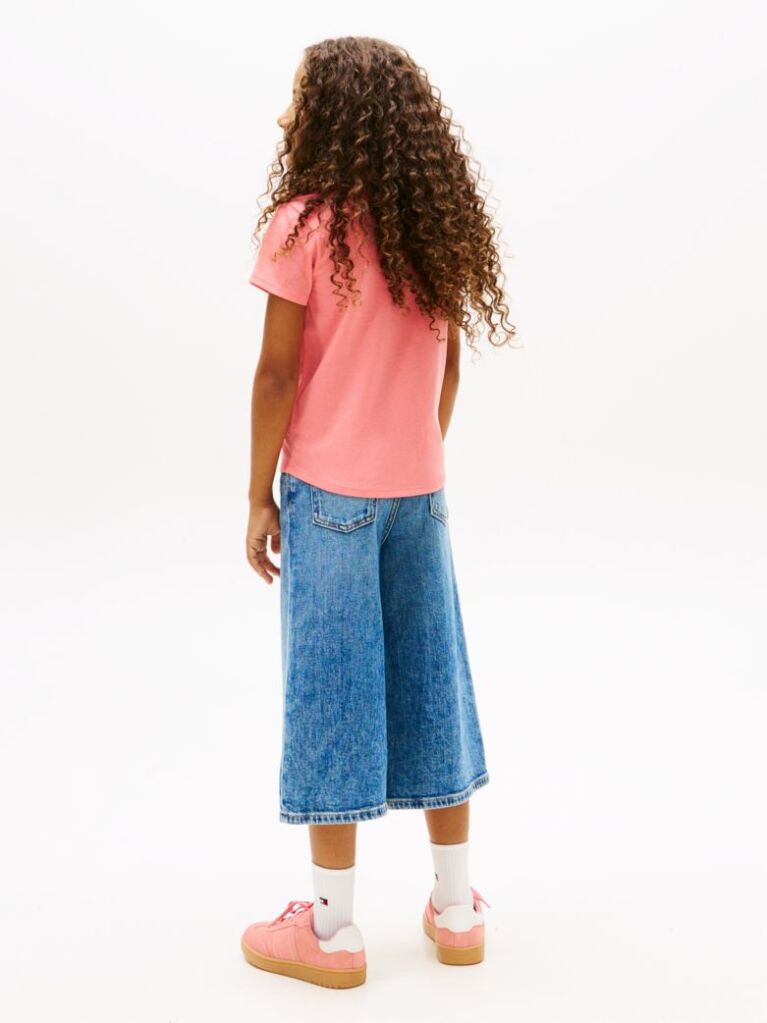 Pink Logo Embroidery Slim Vintage Jersey T-Shirt  Girls