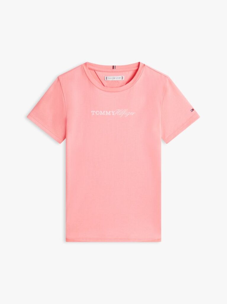 Pink Logo Embroidery Slim Vintage Jersey T-Shirt  Girls