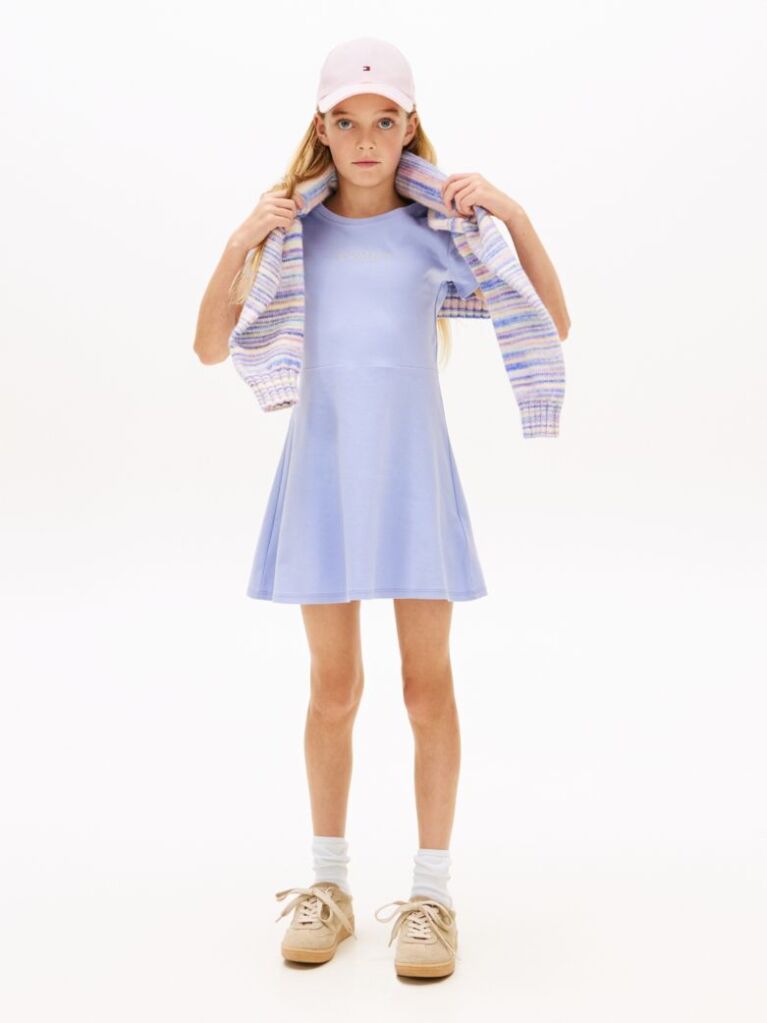 Purple Essential Logo Slim Skater Dress  Girls