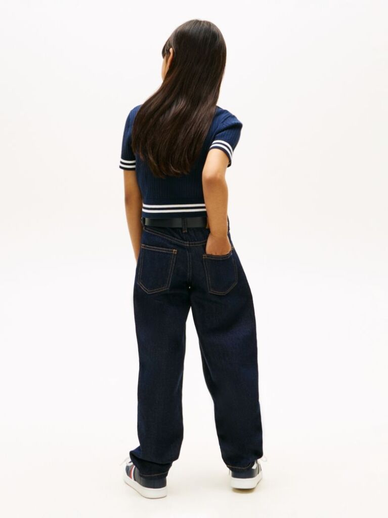 Blue Logo Embroidery Short Sleeve Polo Cardigan  Girls