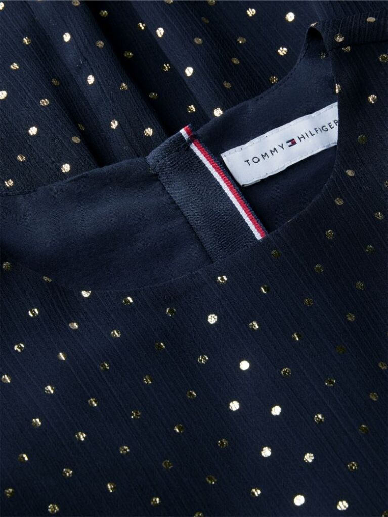 Blue Metallic Polka Dot Tiered Dress  Girls