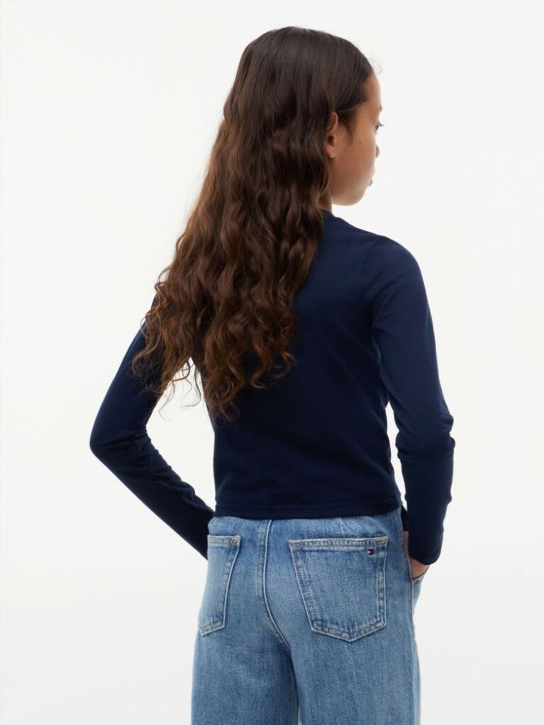 Μπλε Slim Μακρυμάνικο T-Shirt Με Στρας  Κορίτσια