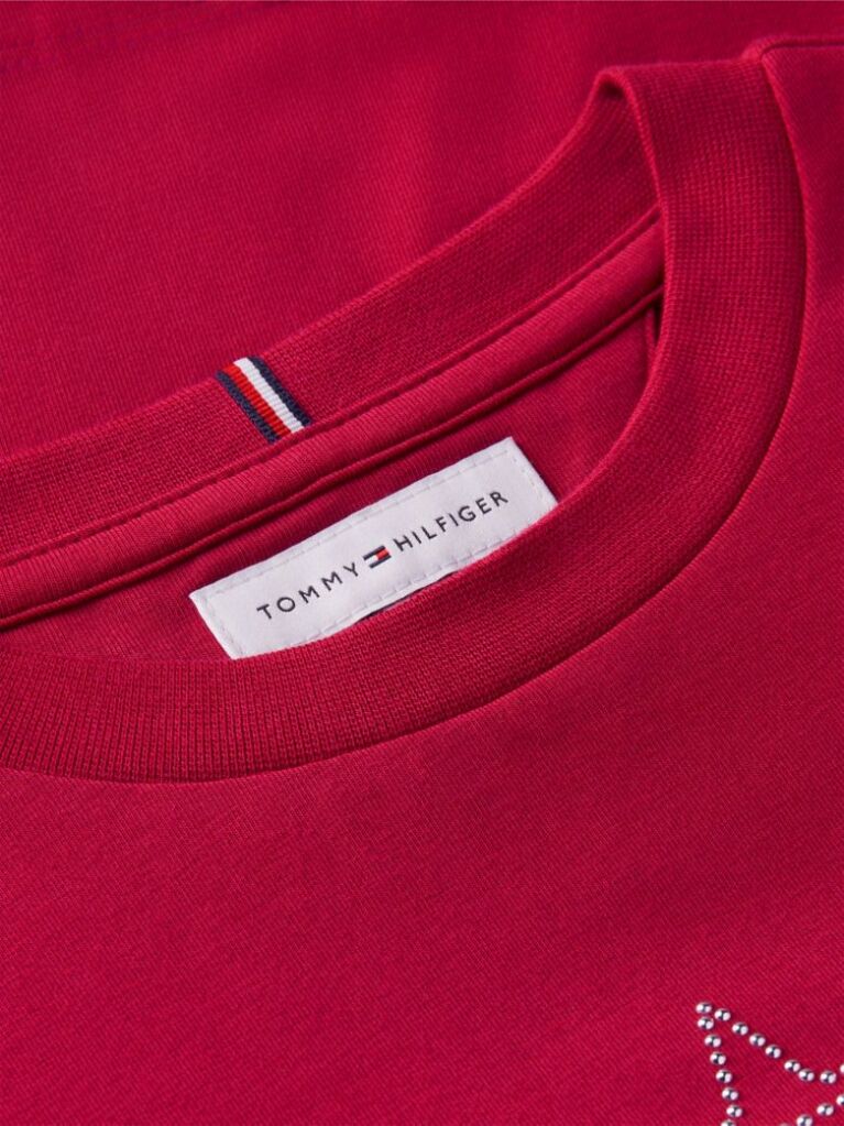 Κόκκινο Slim Μακρυμάνικο T-Shirt Με Στρας  Κορίτσια