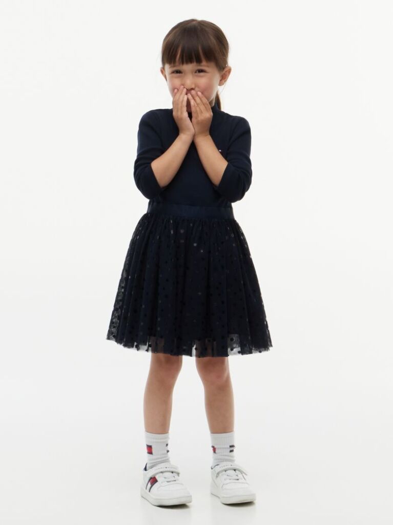 Blue Polka Dot Tulle Fit And Flare Dress  Girls