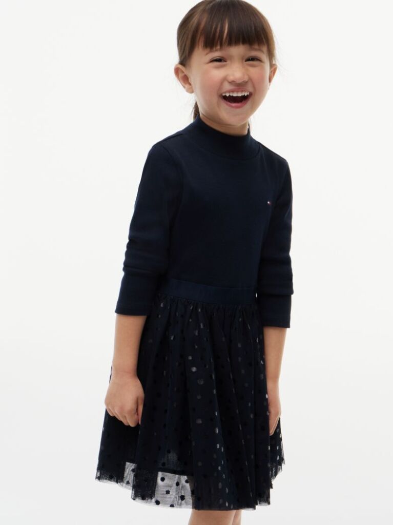 Blue Polka Dot Tulle Fit And Flare Dress  Girls