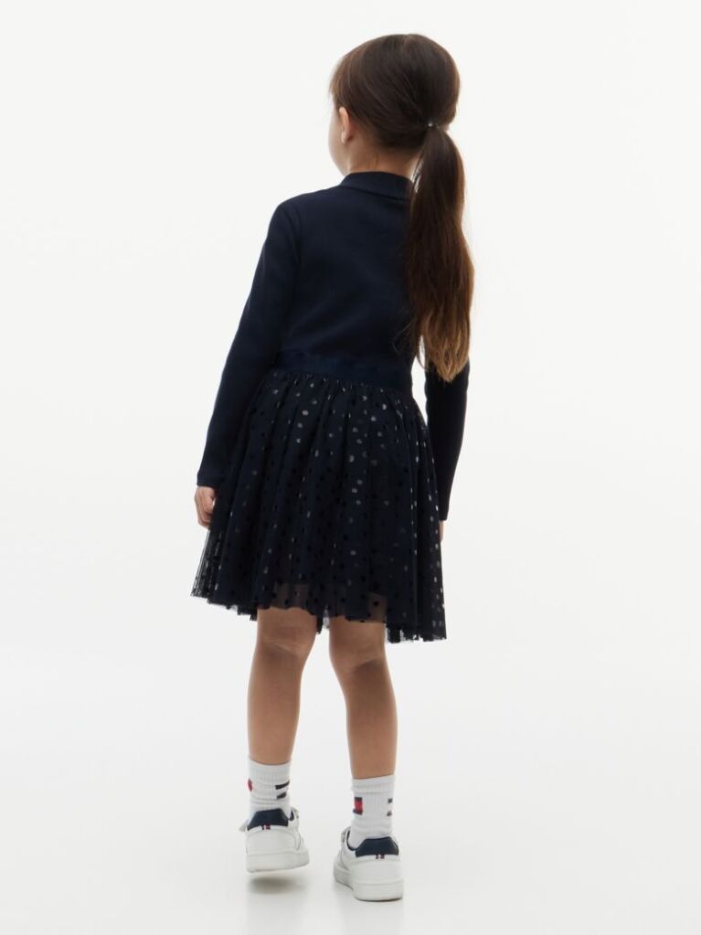 Blue Polka Dot Tulle Fit And Flare Dress  Girls