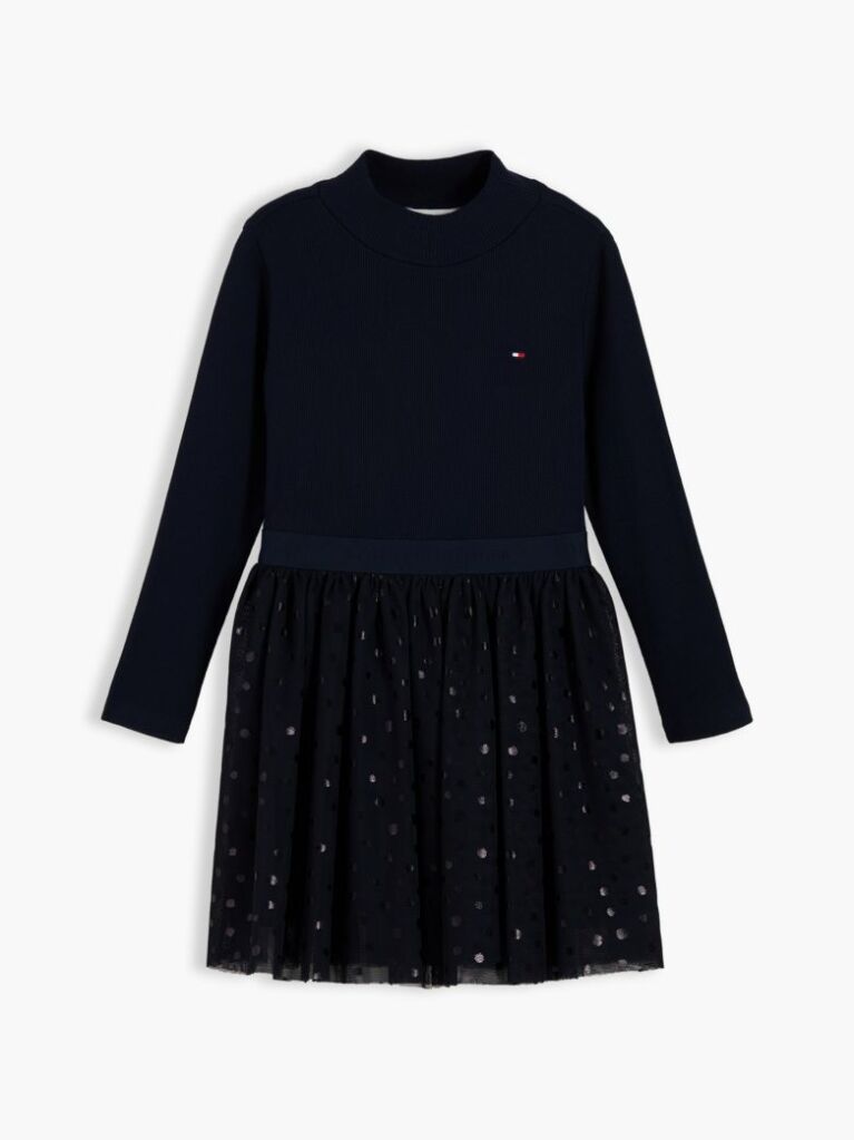 Blue Polka Dot Tulle Fit And Flare Dress  Girls