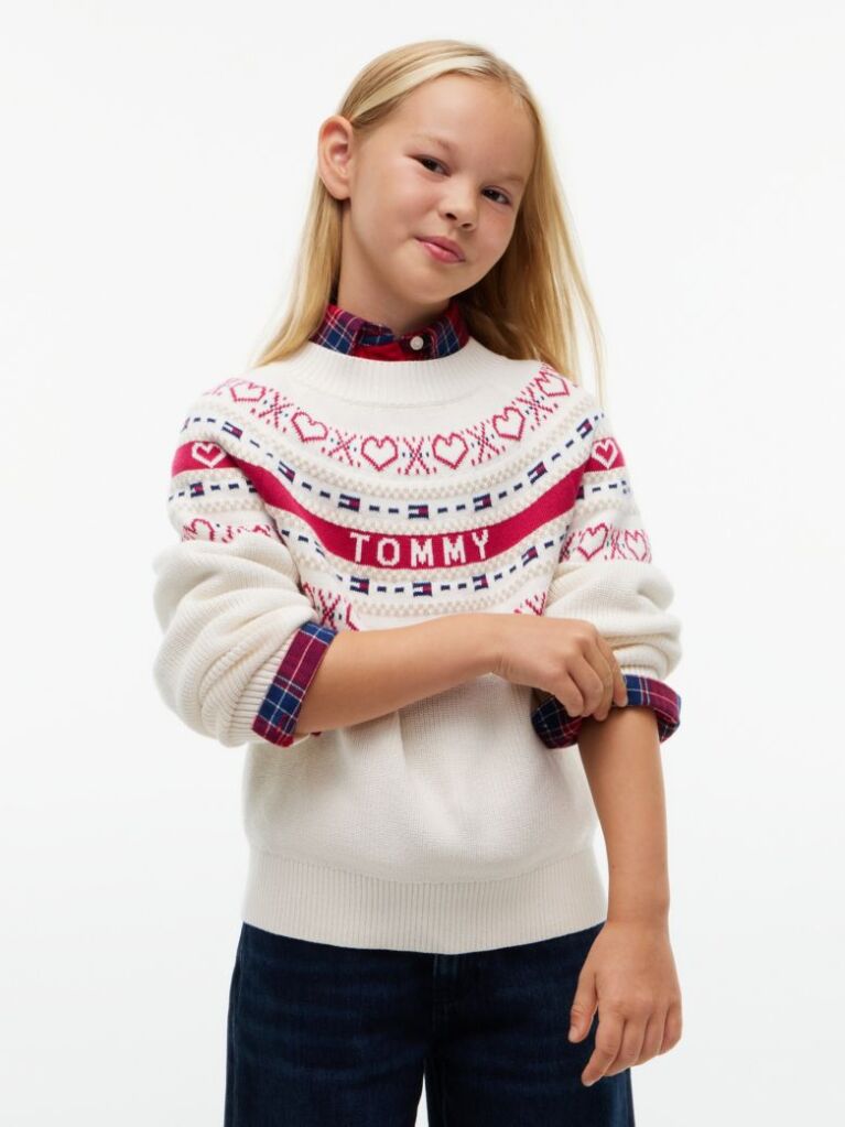 Beige Intarsia Fair Isle Relaxed Jumper  Girls