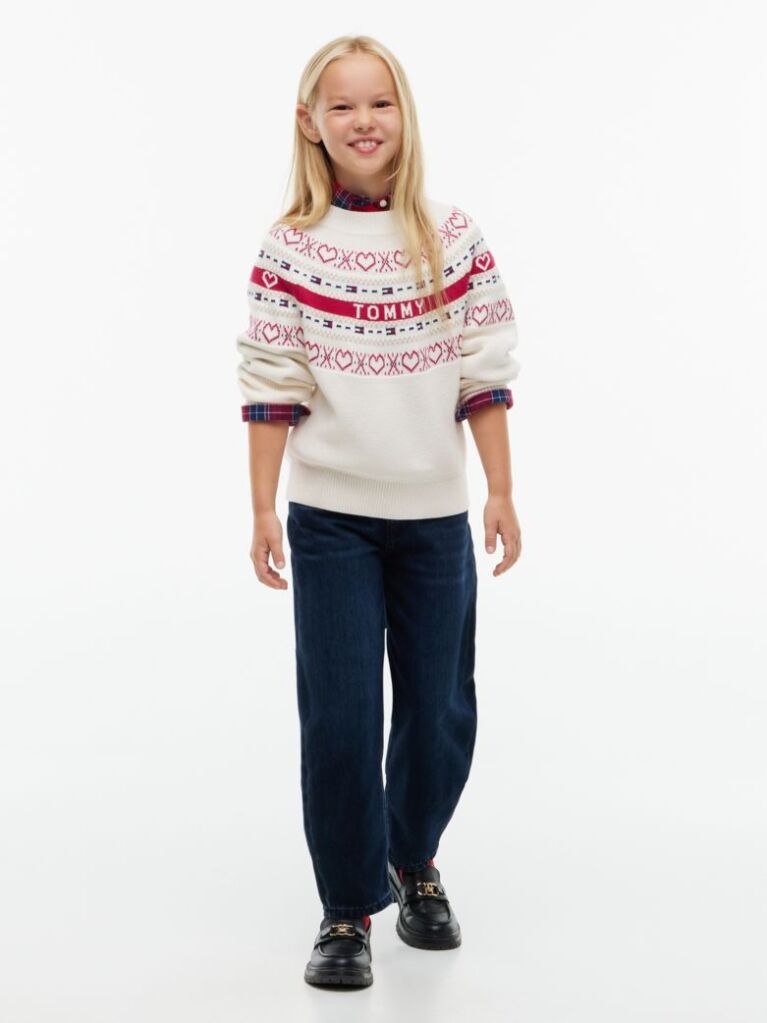 Beige Intarsia Fair Isle Relaxed Jumper  Girls