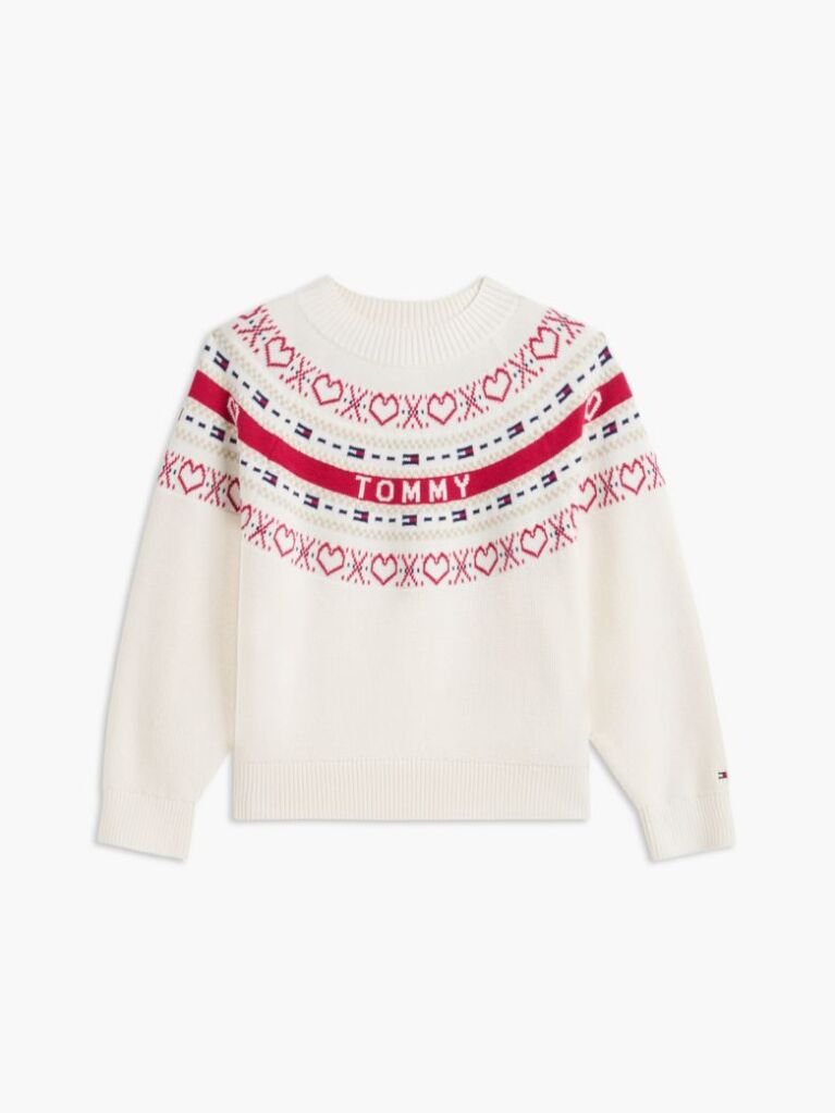 Beige Intarsia Fair Isle Relaxed Jumper  Girls