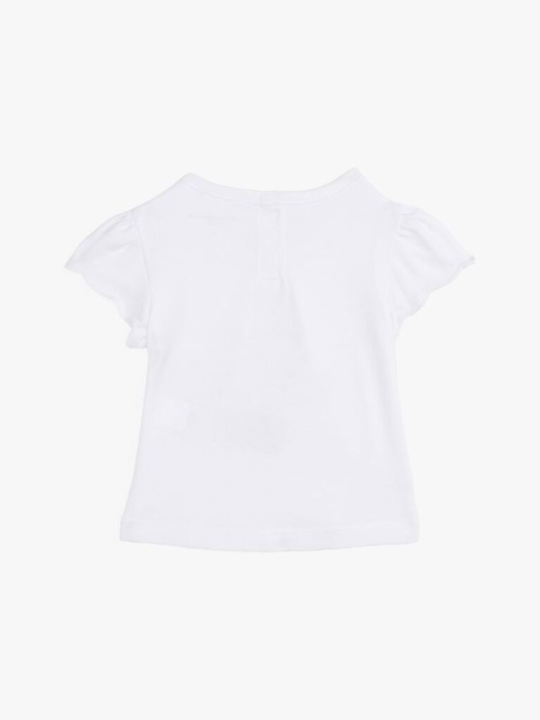 Άσπρο T-Shirt Με Σχέδιο Και Μανίκι Με Βολάν  Βρεφικά