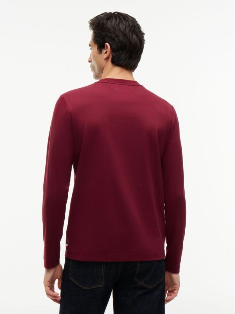Red Slim Interlock Long Sleeve T-Shirt  Men