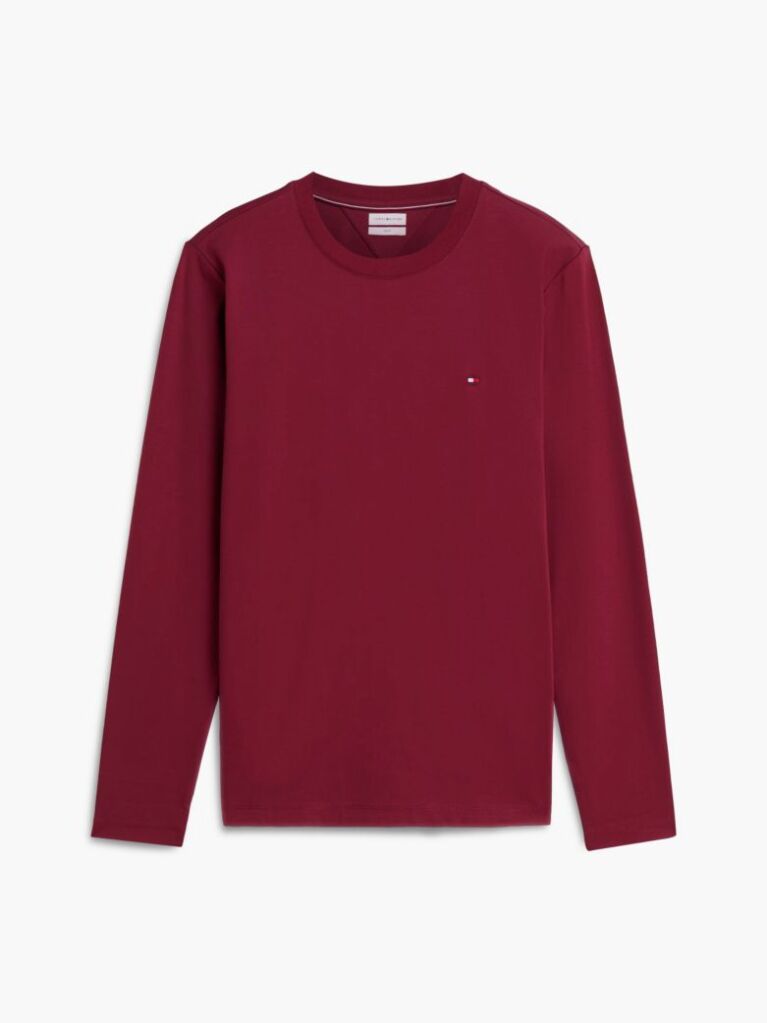 Red Slim Interlock Long Sleeve T-Shirt  Men