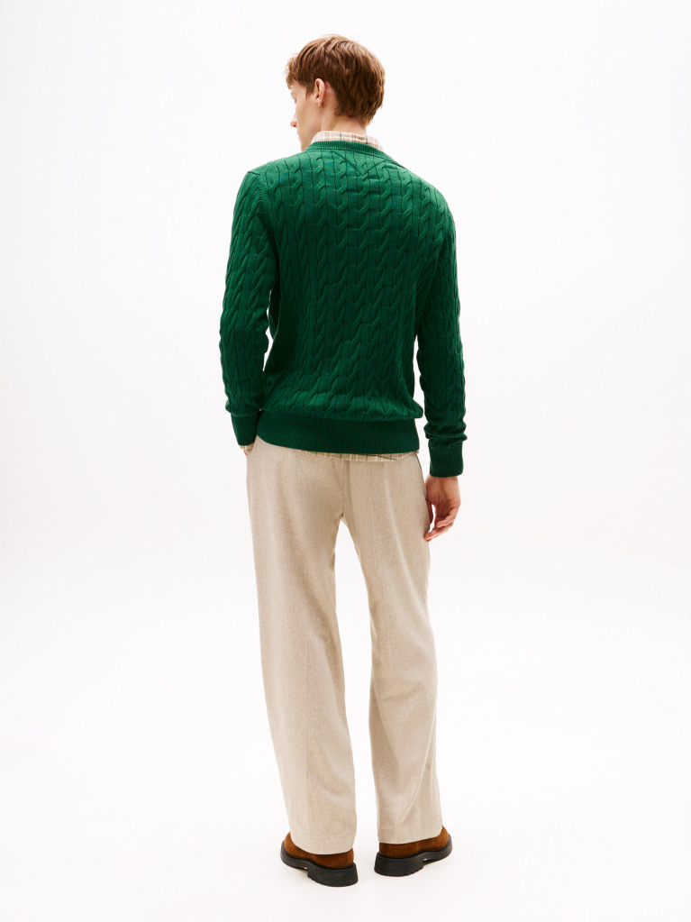 Green Classics Cable Knit Relaxed Fit Jumper  Men