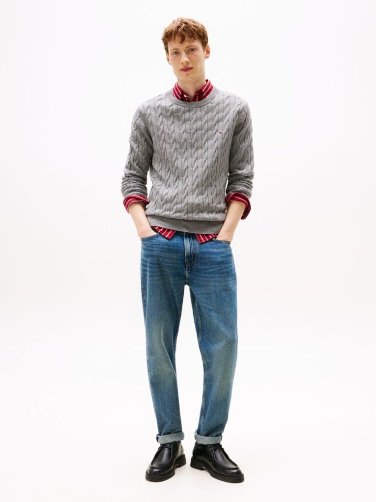 Grey Classics Cable Knit Relaxed Fit Jumper  Men