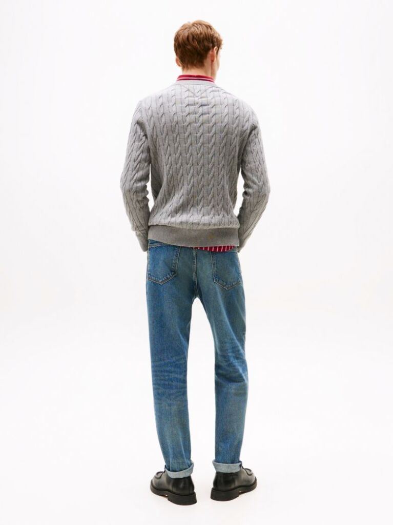 Grey Classics Cable Knit Relaxed Fit Jumper  Men