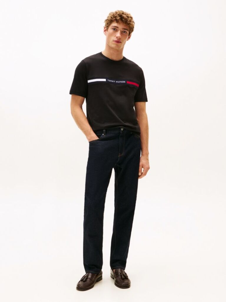 Black Crew Neck Logo Panel T-Shirt  Men
