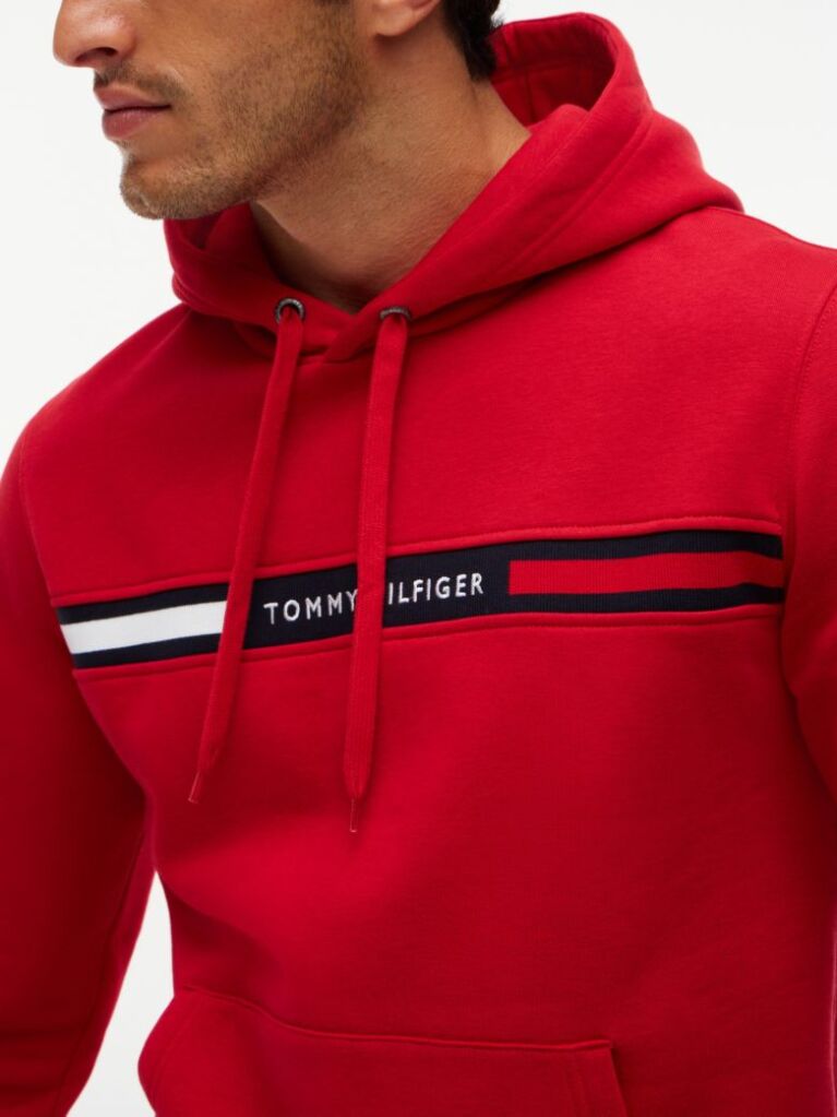 Red Logo Drawstring Hoody  Men