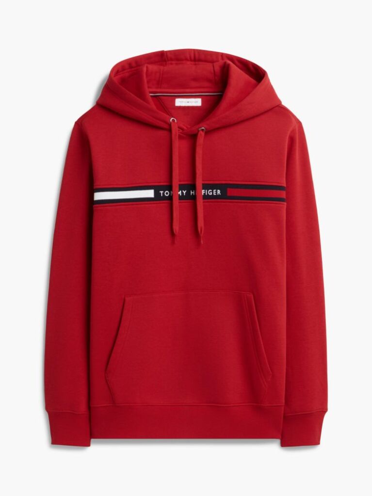 Red Logo Drawstring Hoody  Men