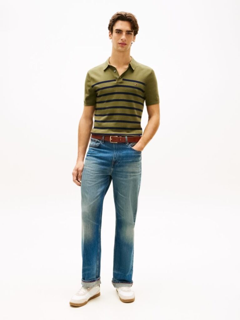 Green Regular Fit Knit Polo Shirt  Men
