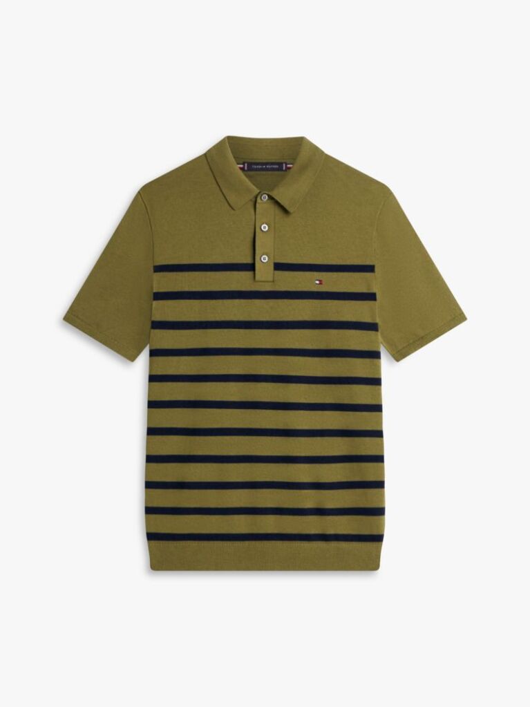 Green Regular Fit Knit Polo Shirt  Men
