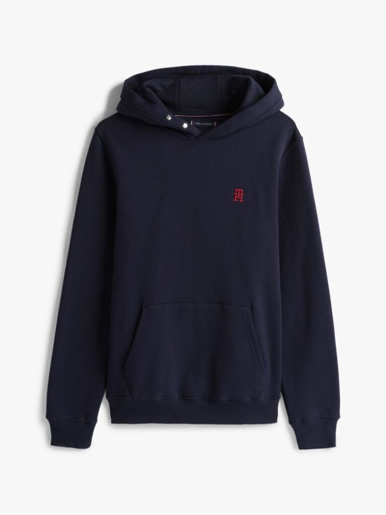Blue Contrast TH Monogram Embroidery Hoody  Men