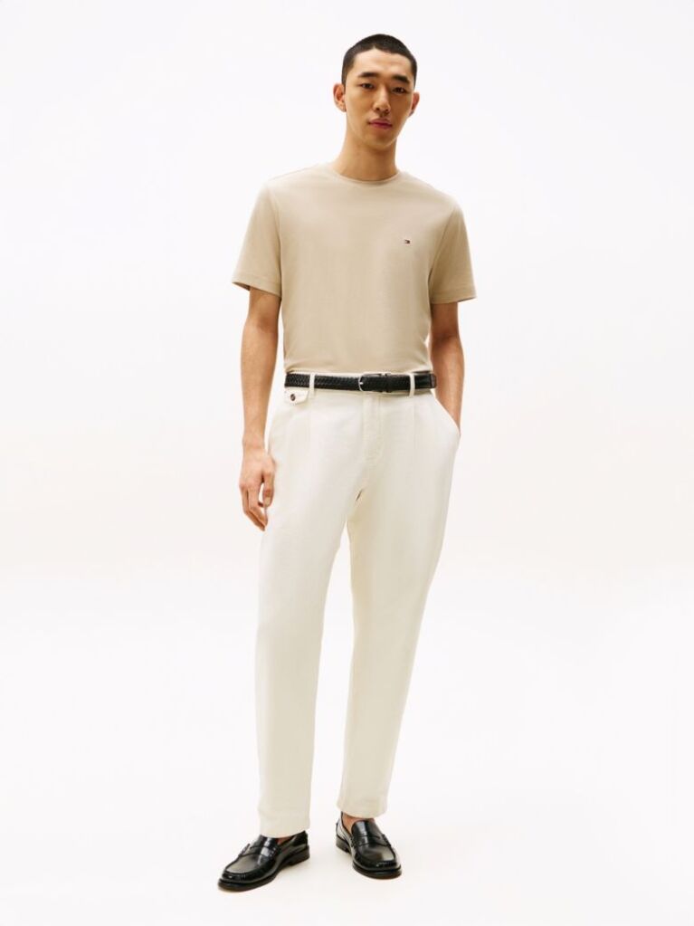 Beige Interlock Knit T-Shirt  Men