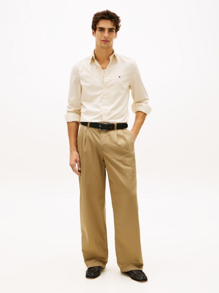 Beige TH Flex Regular Fit Poplin Shirt  Men