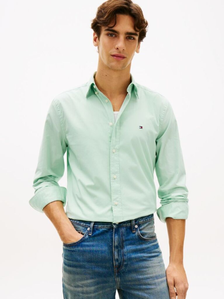 Green TH Flex Regular Fit Poplin Shirt  Men
