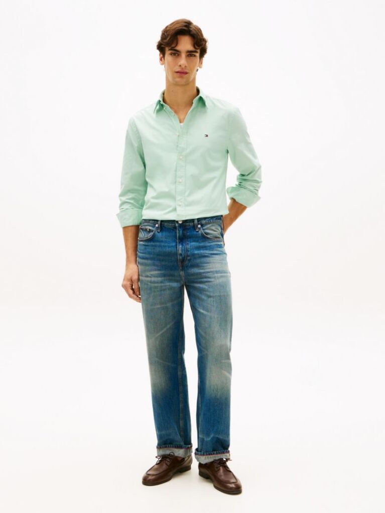 Green TH Flex Regular Fit Poplin Shirt  Men