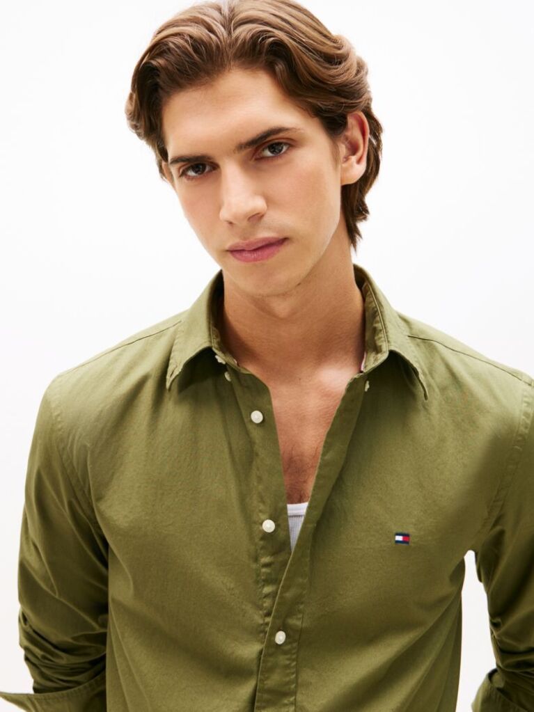 Green TH Flex Regular Fit Poplin Shirt  Men