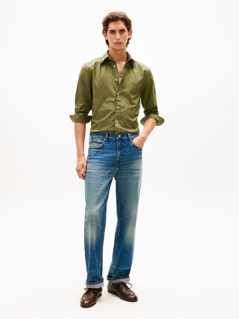 Green TH Flex Regular Fit Poplin Shirt  Men
