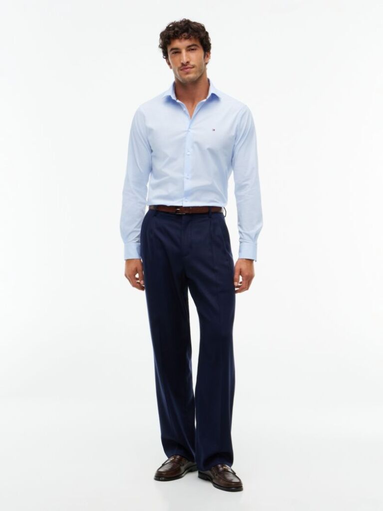 Blue Flex Slim Fit Poplin Shirt  Men