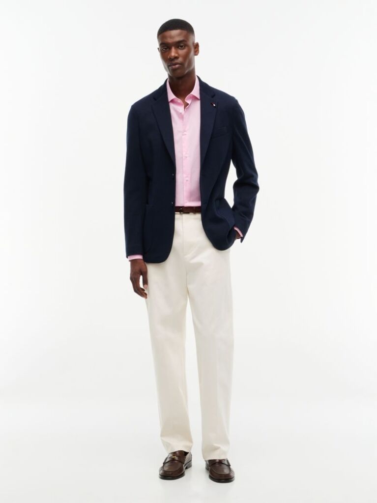 Pink Flex Slim Fit Poplin Shirt  Men