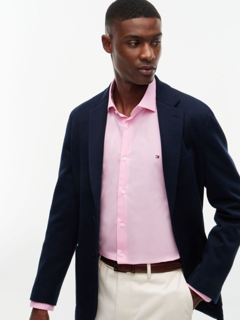Pink Flex Slim Fit Poplin Shirt  Men