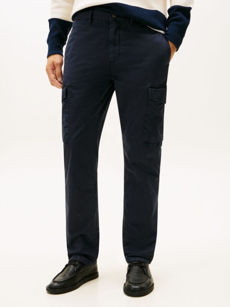 Blue Denton Straight Leg Twill Cargo Trousers  Men