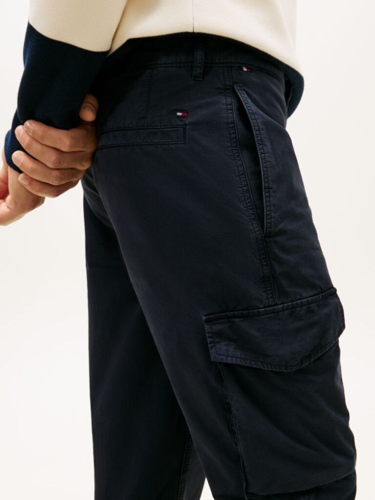 Blue Denton Straight Leg Twill Cargo Trousers  Men